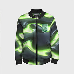 Бомбер детский Зеленый неоновый камуфляж, цвет: 3D-черный