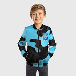 Бомбер детский Черно-зеленый камуфляж и герб РФ, цвет: 3D-черный — фото 2