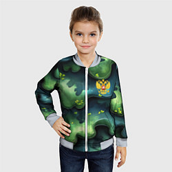 Бомбер детский Летний абстрактный камуфляж, цвет: 3D-серый — фото 2