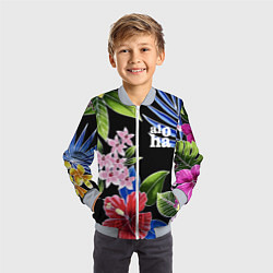 Бомбер детский Tropical flowers - aloha, цвет: 3D-серый — фото 2