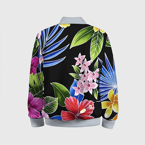 Детский бомбер Tropical flowers - aloha / 3D-Серый – фото 2