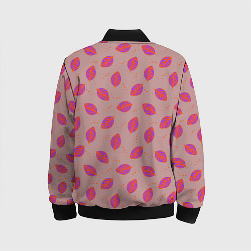 Детский бомбер Узор из пурпурных листьев / 3D-Черный – фото 2