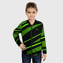 Бомбер детский Sport чёрный и зелёный полосы, цвет: 3D-черный — фото 2