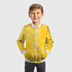 Бомбер детский Геометрические фигуры желтые, цвет: 3D-белый — фото 2