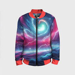 Бомбер детский Spiral neon galaxy - ai art fantasy, цвет: 3D-красный