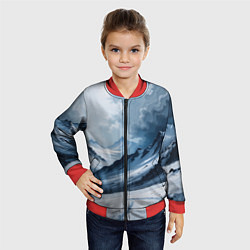 Бомбер детский Зимний горный пейзаж маслом, цвет: 3D-красный — фото 2