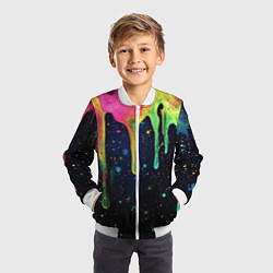 Бомбер детский Разноцветные потеки краски, цвет: 3D-белый — фото 2