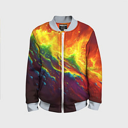 Бомбер детский Абстрактные волны с огнем, цвет: 3D-серый