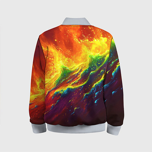 Детский бомбер Абстрактные волны с огнем / 3D-Серый – фото 2