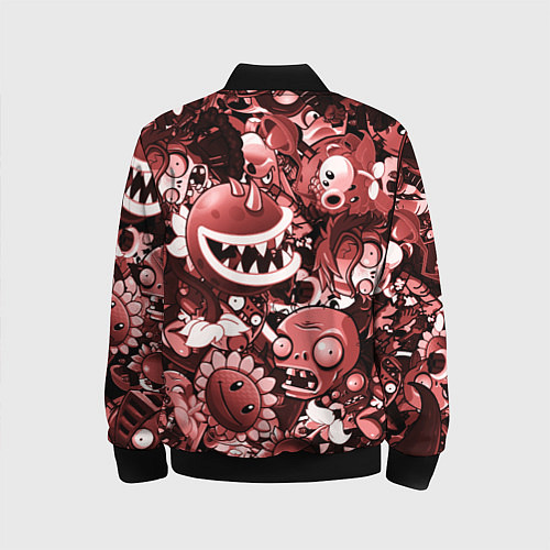 Детский бомбер Растения против зомби в красном цвете / 3D-Черный – фото 2