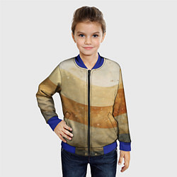 Бомбер детский Бежево-золотые полосы с блестками, цвет: 3D-синий — фото 2