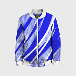 Бомбер детский Абстрактный синий полосатый, цвет: 3D-белый