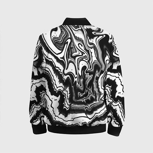 Детский бомбер Закрученные волны - чб абстракция / 3D-Черный – фото 2