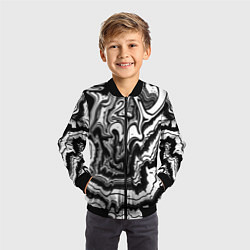 Бомбер детский Закрученные волны - чб абстракция, цвет: 3D-черный — фото 2