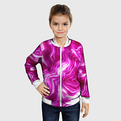 Бомбер детский Завихрения - оттенки розового и белого, цвет: 3D-белый — фото 2