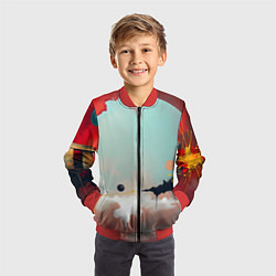 Бомбер детский Сюрреалистичная абстракция, цвет: 3D-красный — фото 2
