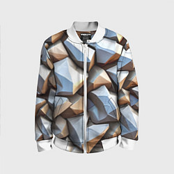Бомбер детский Каменно металлическая абстракция, цвет: 3D-белый