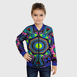 Бомбер детский Оптический узор неоновые краски, цвет: 3D-синий — фото 2