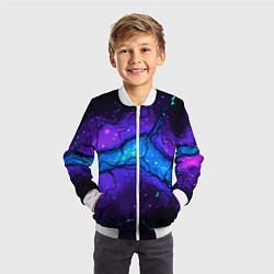 Бомбер детский Синяя звездная полоса в плите текстура, цвет: 3D-белый — фото 2