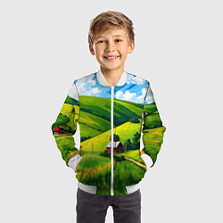 Бомбер детский Русская деревенька, цвет: 3D-белый — фото 2