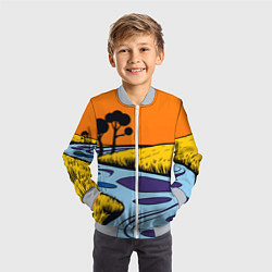 Бомбер детский Пейзаж с фантастической природой, цвет: 3D-серый — фото 2