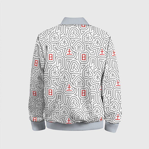 Детский бомбер Серые будни и красные выходные иероглифами / 3D-Серый – фото 2