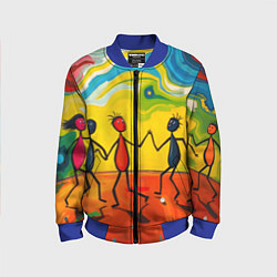Бомбер детский Дружба человечков, цвет: 3D-синий