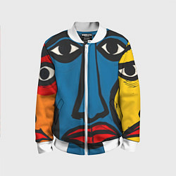 Бомбер детский Арт с лицами, цвет: 3D-белый