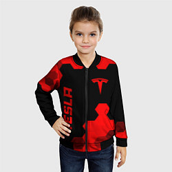 Бомбер детский Tesla - red gradient вертикально, цвет: 3D-черный — фото 2
