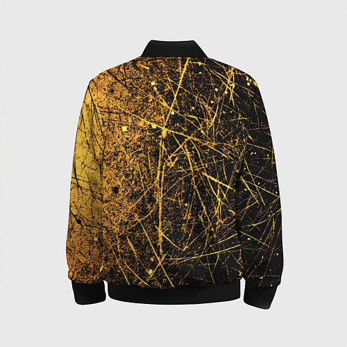 Детский бомбер Золотые царапины текстура / 3D-Черный – фото 2