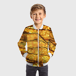 Бомбер детский Золотая текстура с блестками, цвет: 3D-белый — фото 2