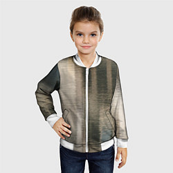 Бомбер детский Размытые серо-бежевые полосы, цвет: 3D-белый — фото 2