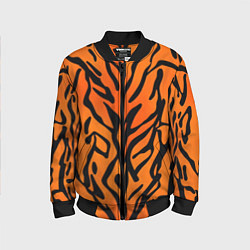Бомбер детский Тигровый огненный паттерн, цвет: 3D-черный