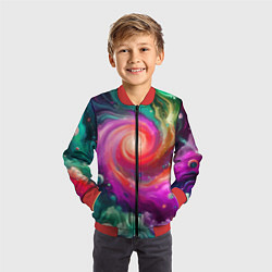 Бомбер детский Космическая неоновая фантазия - нейроарт, цвет: 3D-красный — фото 2