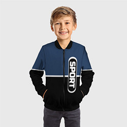 Бомбер детский Sport сине-чёрный с полосой, цвет: 3D-черный — фото 2