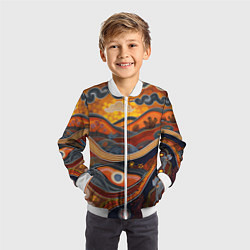 Бомбер детский Горы и холмы в виде узоров, цвет: 3D-белый — фото 2