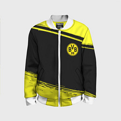 Бомбер детский Borussia жёлтые полосы, цвет: 3D-белый