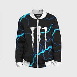 Бомбер детский Monster energy неоновые молнии, цвет: 3D-белый