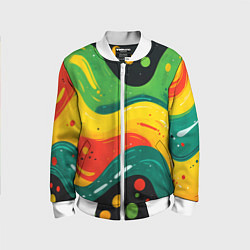 Бомбер детский Желто-зеленая краска текстура, цвет: 3D-белый