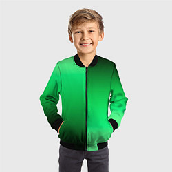 Бомбер детский Чёрно-зелёный градиент пополам, цвет: 3D-черный — фото 2