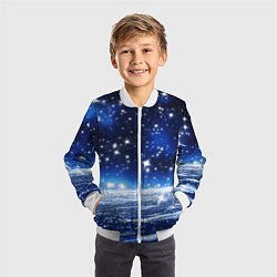 Бомбер детский Космический синий абстрактный фон - текстура, цвет: 3D-белый — фото 2