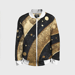 Бомбер детский Выпуклая золотая текстура на черном, цвет: 3D-белый