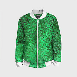 Бомбер детский Зелёный малахит абстрактная текстура, цвет: 3D-белый