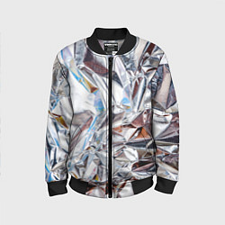 Бомбер детский Зеркальная металическая фольга текстура, цвет: 3D-черный
