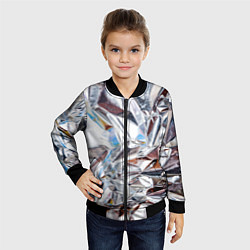 Бомбер детский Зеркальная металическая фольга текстура, цвет: 3D-черный — фото 2