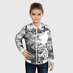 Бомбер детский Татуировка дракона на белом, цвет: 3D-белый — фото 2