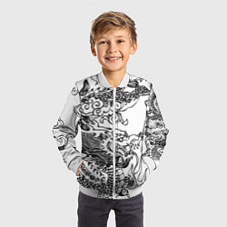 Бомбер детский Татуировка дракона на белом, цвет: 3D-белый — фото 2