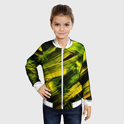 Бомбер детский Мазки краски цвета лайм, цвет: 3D-белый — фото 2