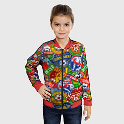 Бомбер детский Футбольные лиги паттерн, цвет: 3D-красный — фото 2