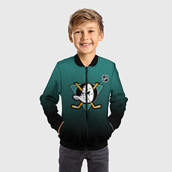 Бомбер детский Анахайм Дакс - зеленый градиент, цвет: 3D-черный — фото 2